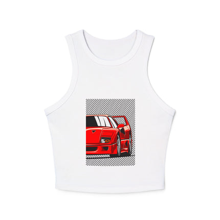 Damen Micro Rib Racer Tank Top mit Auto-Enthusiasten-Motiv
