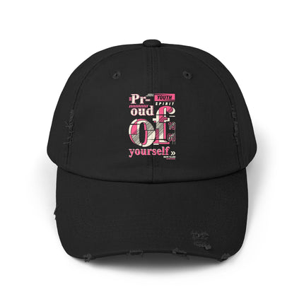 Unisex Distressed Cap mit Typografie-Motiven 