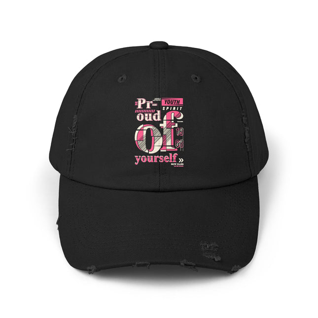 Unisex Distressed Cap mit Typografie-Motiven 