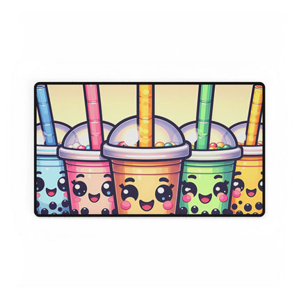 Cute Boba tea and friends design themed Desk Mats