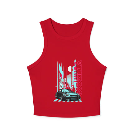 Damen Micro Rib Racer Tank Top mit Auto-Enthusiasten-Motiv