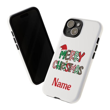 Merry Christmas Phone Case — Festive Santa Hat & Candy Cane Design Tough Case
