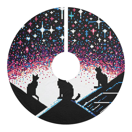 Cat sitting on the roof design themed Christmas Tree Skirts