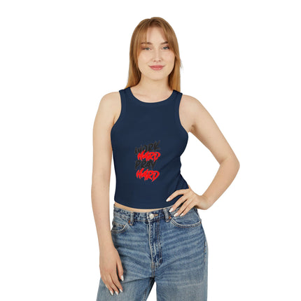 Damen Micro Rib Racer Tank Top mit Typografie-Motiven