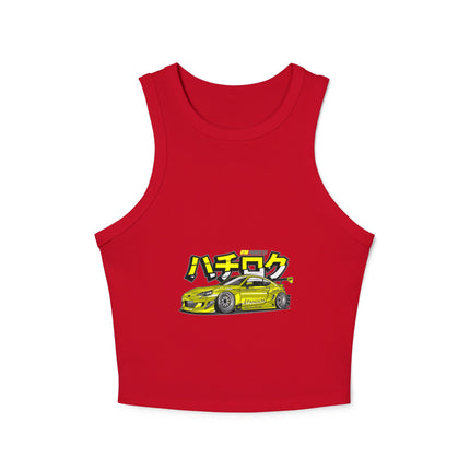 Damen Micro Rib Racer Tank Top mit Auto-Enthusiasten-Motiv