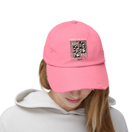Unisex Distressed Cap mit Typografie-Motiven 