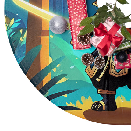 Warrior Panda holding Sword design themed Christmas Tree Skirts