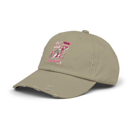 Unisex Distressed Cap mit Typografie-Motiven 