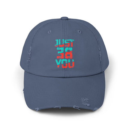 Unisex Distressed Cap mit Typografie-Motiven 