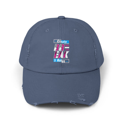 Unisex Distressed Cap mit Typografie-Motiven 