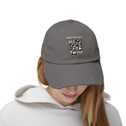 Unisex Distressed Cap mit Typografie-Motiven 