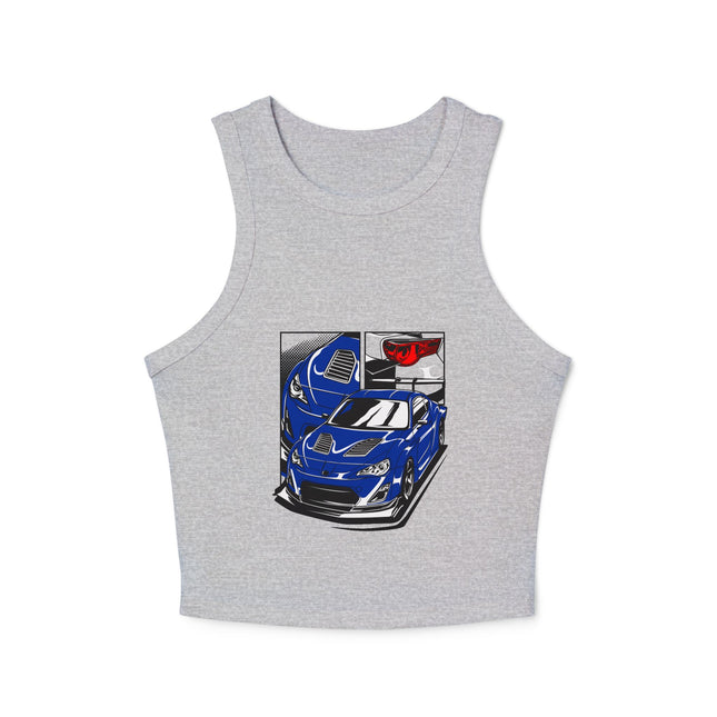 Damen Micro Rib Racer Tank Top mit Auto-Enthusiasten-Motiv
