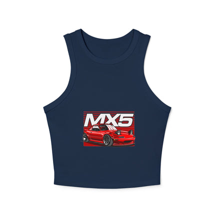 Damen Micro Rib Racer Tank Top mit Auto-Enthusiasten-Motiv