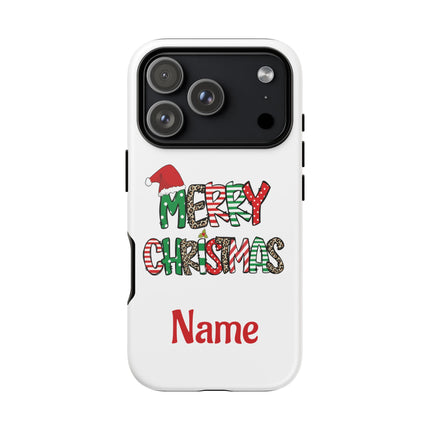 Merry Christmas Phone Case — Festive Santa Hat & Candy Cane Design Tough Case