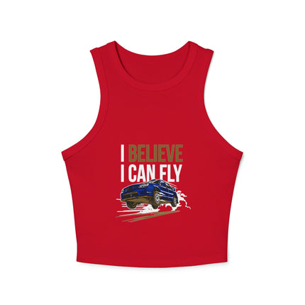 Damen Micro Rib Racer Tank Top mit Auto-Enthusiasten-Motiv