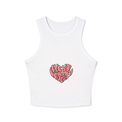 Damen Micro Rib Racer Tank Top mit Typografie-Motiven
