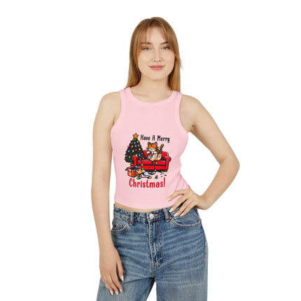 Christmas themed Women's Micro Rib Racer Tank Top