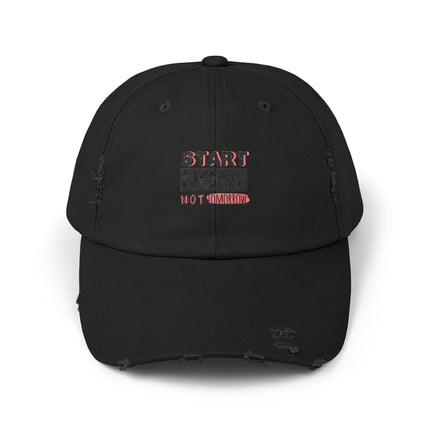 Unisex Distressed Cap mit Typografie-Motiven 
