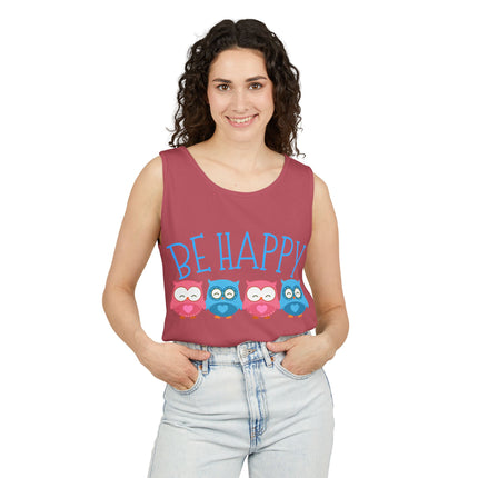 Be Happy Graphic design Unisex Garment-Dyed Tank Top