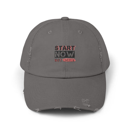 Unisex Distressed Cap mit Typografie-Motiven 