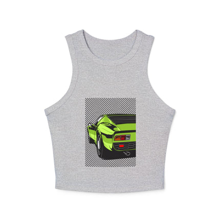 Damen Micro Rib Racer Tank Top mit Auto-Enthusiasten-Motiv