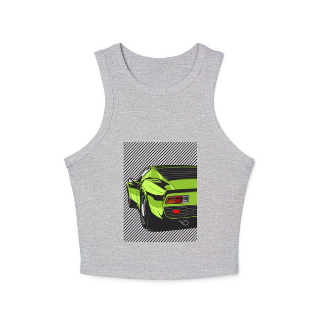 Damen Micro Rib Racer Tank Top mit Auto-Enthusiasten-Motiv