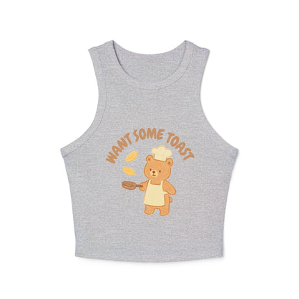 Want Some Toast Graphic designed Women's Micro Rib Racer Tank Top