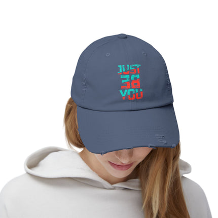 Unisex Distressed Cap mit Typografie-Motiven 