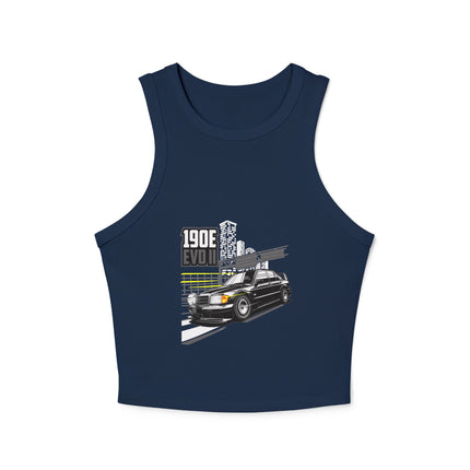 Damen Micro Rib Racer Tank Top mit Auto-Enthusiasten-Motiv