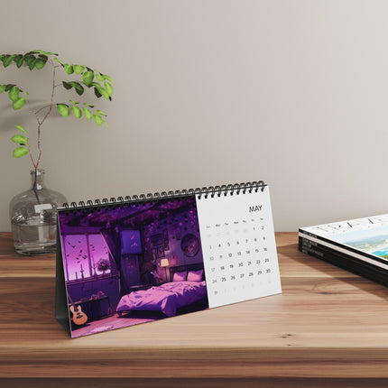 2026 Enchanted Dream Desktop Calendar — Kawaii Art Grid Planner