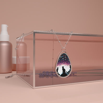 Katze sitzt auf dem Dach Design Themen Oval Halskette 