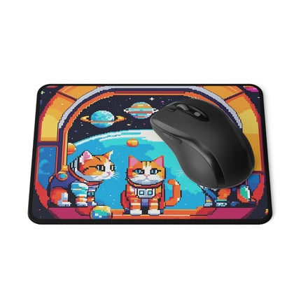 Rutschfestes Gaming-Mauspad mit Katzen-im-Weltraum-Design