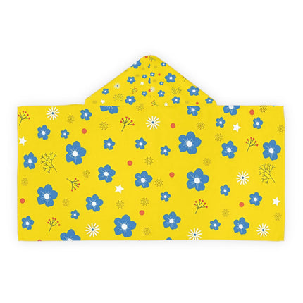 Yellow Floral Design themed Youth Hooded Towel