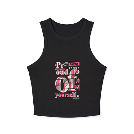 Damen Micro Rib Racer Tank Top mit Typografie-Motiven