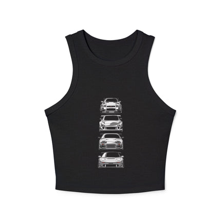 Damen Micro Rib Racer Tank Top mit Auto-Enthusiasten-Motiv