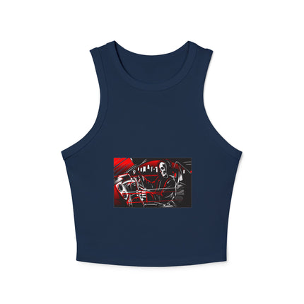 Damen Micro Rib Racer Tank Top mit Auto-Enthusiasten-Motiv
