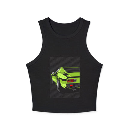Damen Micro Rib Racer Tank Top mit Auto-Enthusiasten-Motiv