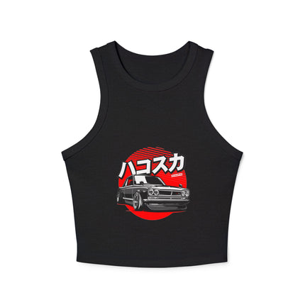 Damen Micro Rib Racer Tank Top mit Auto-Enthusiasten-Motiv
