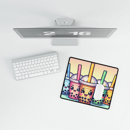 Cute Boba tea and friends design themed Desk Mats