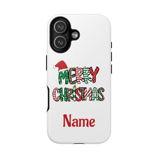 Merry Christmas Phone Case — Festive Santa Hat & Candy Cane Design Tough Case