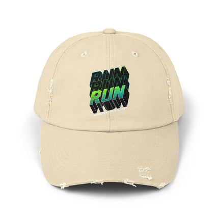Unisex Distressed Cap mit Typografie-Motiven 