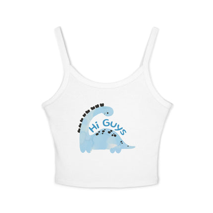 Hi Guys blue dino Graphic designed Women's Spaghetti Strap Tank Top