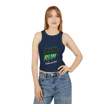 Damen Micro Rib Racer Tank Top mit Typografie-Motiven