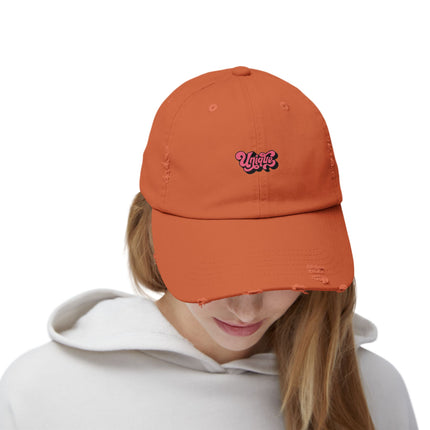 Unisex Distressed Cap mit Typografie-Motiven 