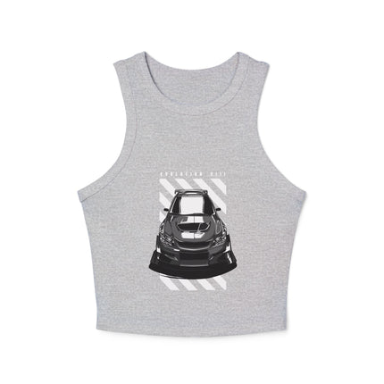 Damen Micro Rib Racer Tank Top mit Auto-Enthusiasten-Motiv