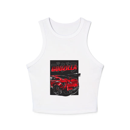 Damen Micro Rib Racer Tank Top mit Auto-Enthusiasten-Motiv