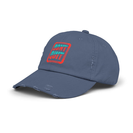 Unisex Distressed Cap mit Typografie-Motiven 