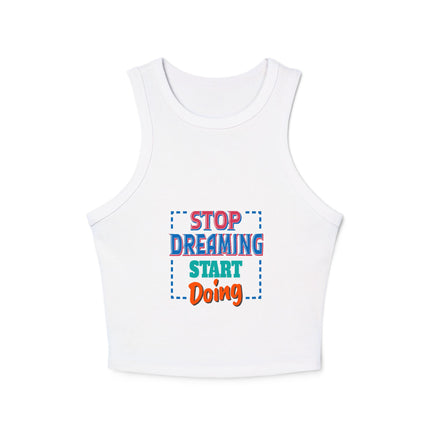 Damen Micro Rib Racer Tank Top mit Typografie-Motiven
