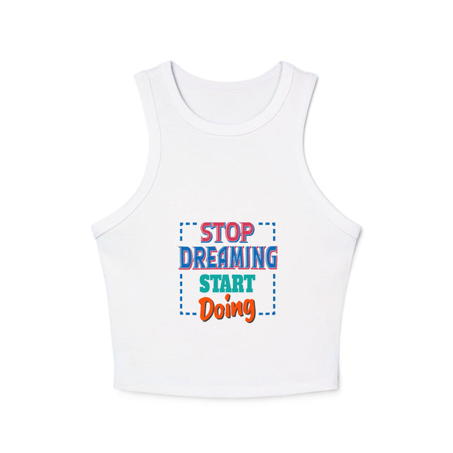 Damen Micro Rib Racer Tank Top mit Typografie-Motiven