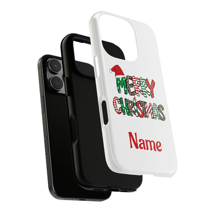 Merry Christmas Phone Case — Festive Santa Hat & Candy Cane Design Tough Case